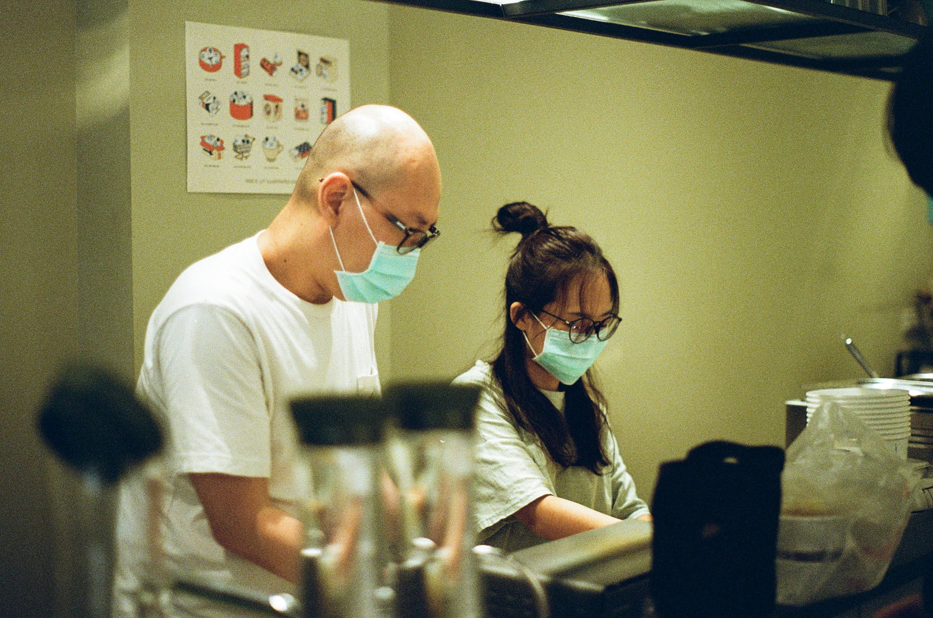 Medical professionals examining skin